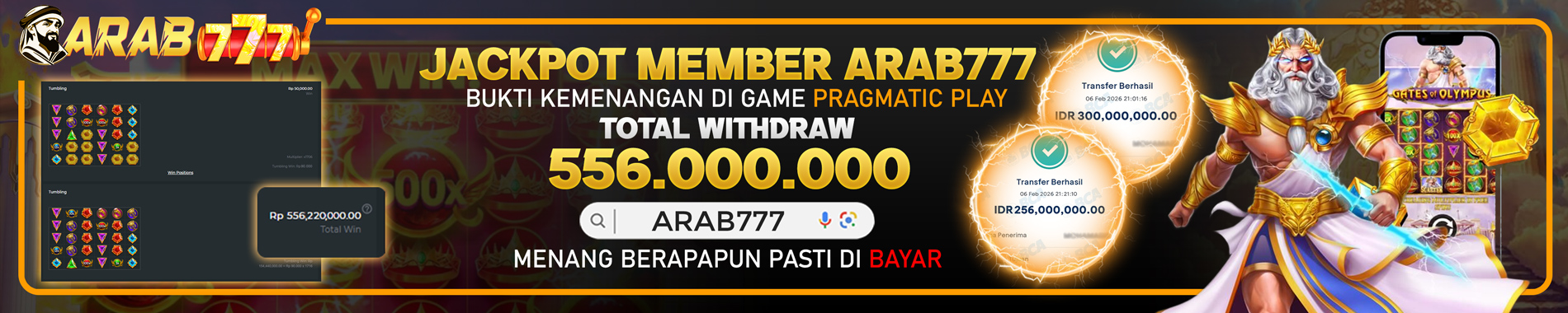 JACKPOT MEMBER ARAB777 PRAGMATIC PLAY
